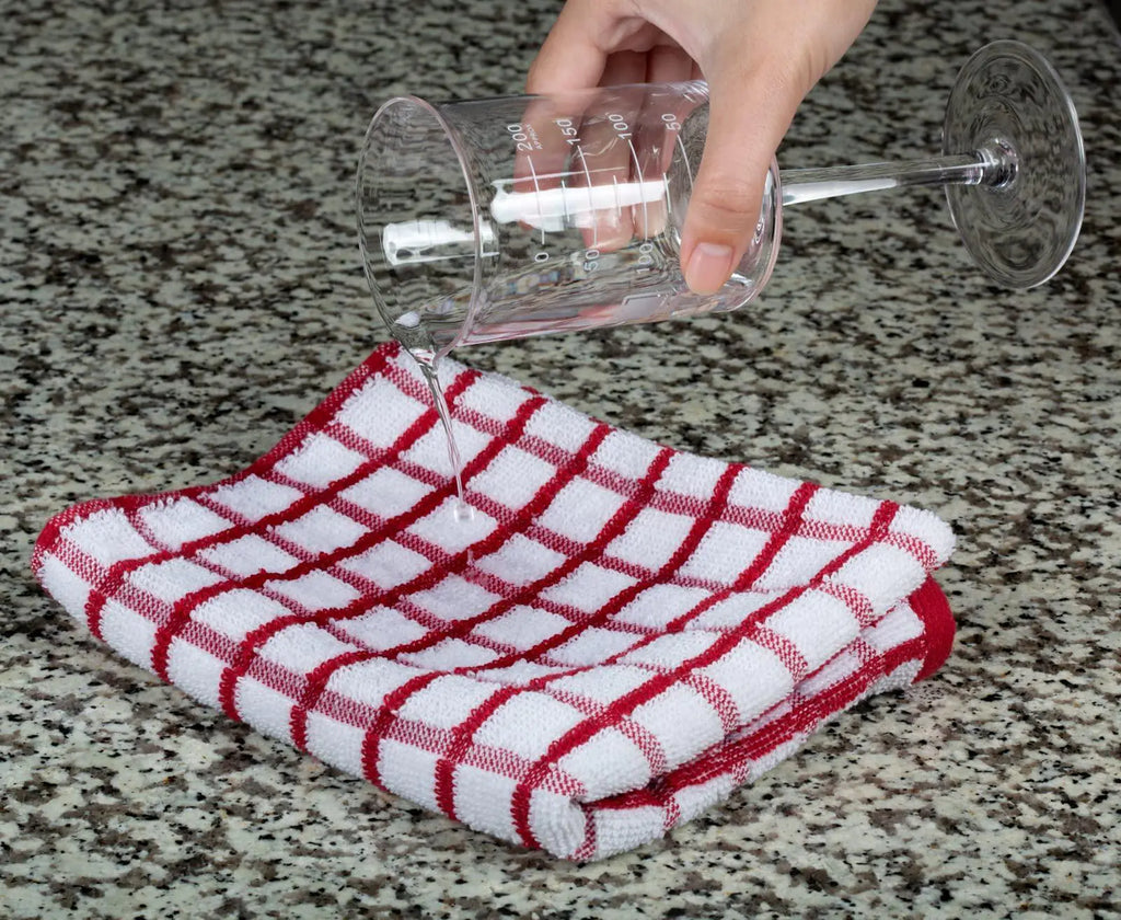Premium Dish Towels for Kitchen with Hanging Loop 8 Pack 16x26 inch Red Color
